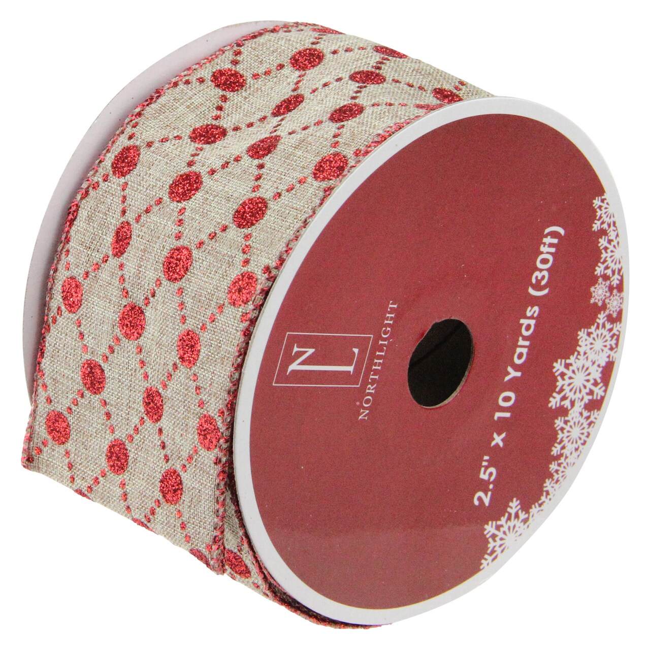 Northlight Red and Beige Diamond Wired Christmas Craft Ribbon 2.5" x 10 Yards